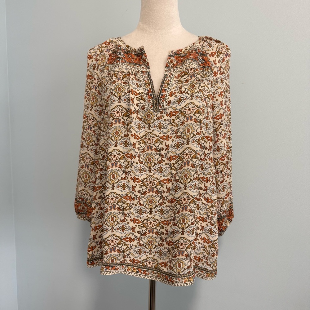 Joie Women’s 100% Silk 3/4 Sleeve Floral Print Top Blouse Size S